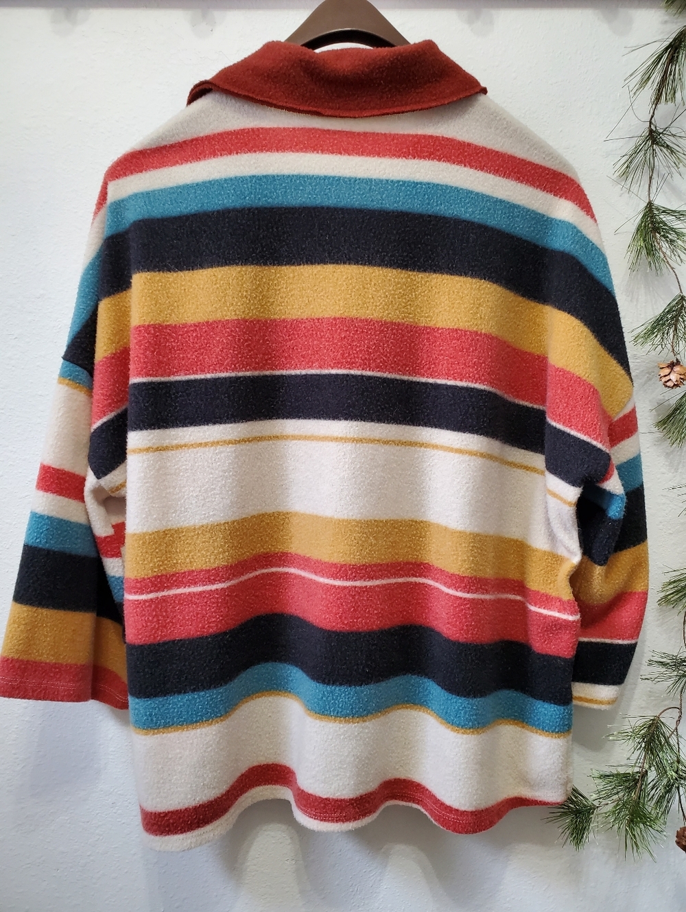 Bucketlist Striped French Terry Fleece Pullover Sweater - Picture 3 of 13